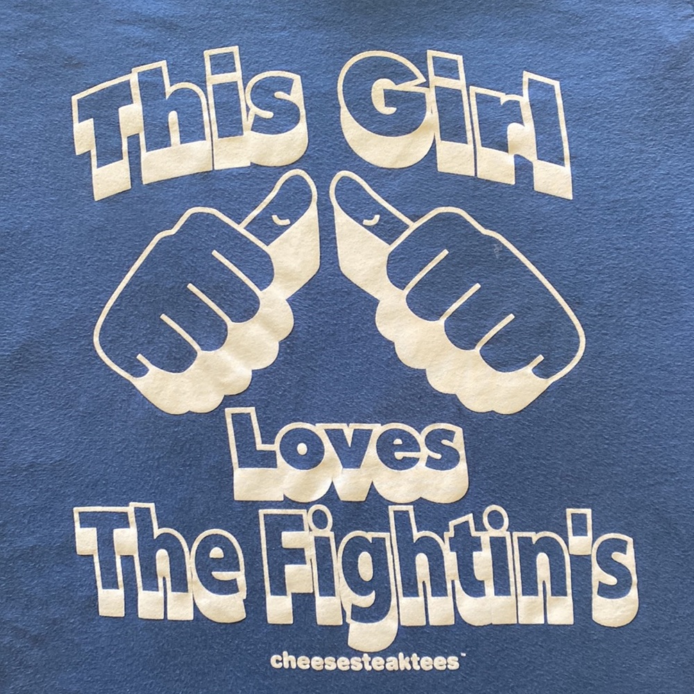 Cheesesteaktees This Girl Loves The Fightin’s Blue T-Shirt. Size: Small